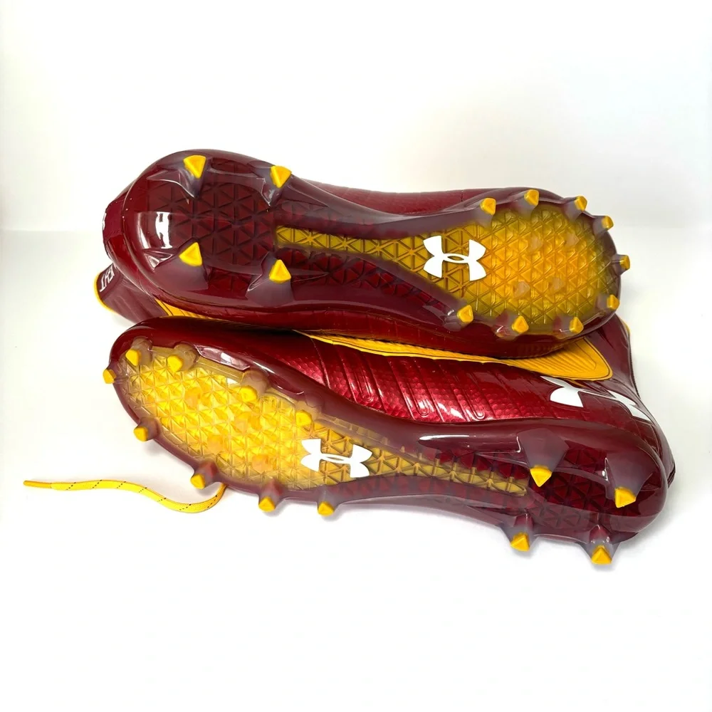 Under Armour Highlight MC Lineman Football Cleats Sz 15 High-Top Red Yellow NEW